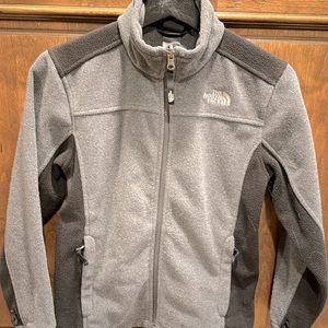 The North Face charcoal and black fleece jacket size 10-12